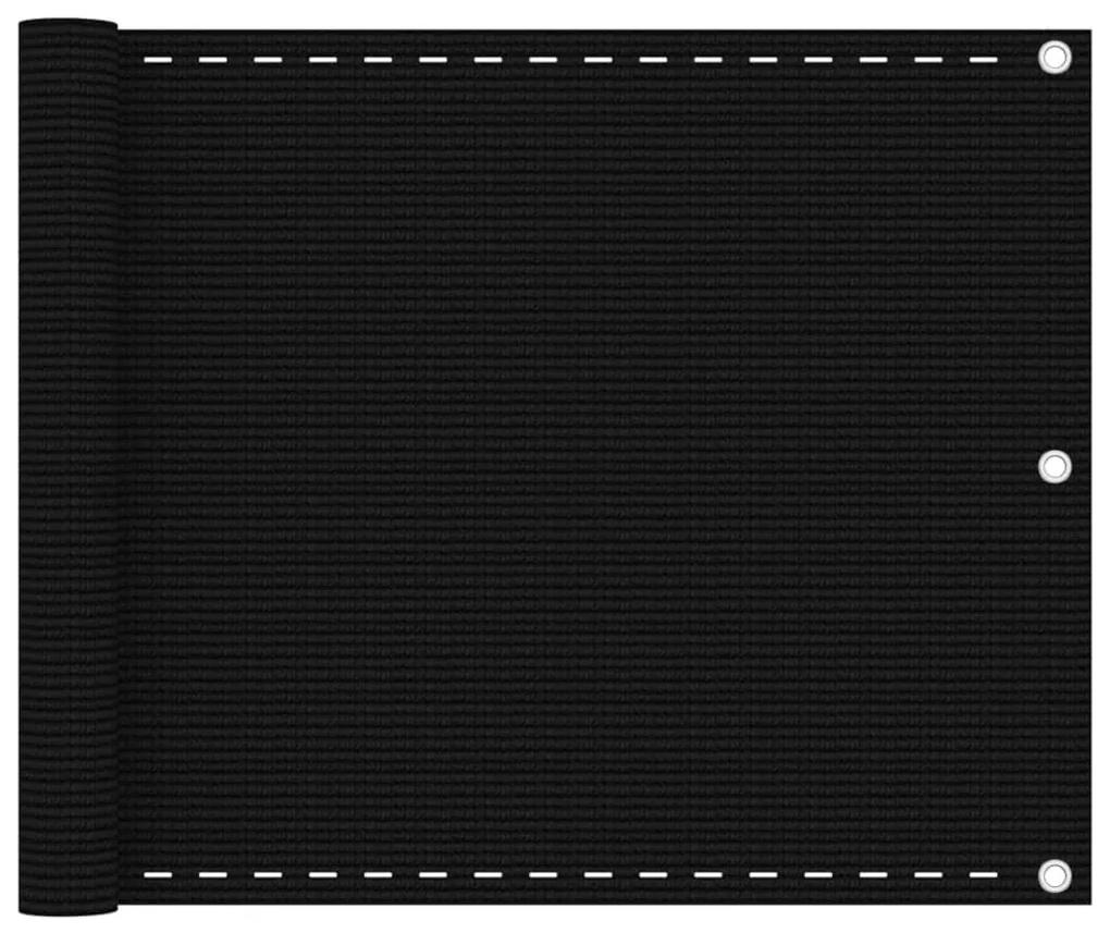 Διαχωριστικό Βεράντας Μαύρο 75x600 εκ. από HDPE - Μαύρο
