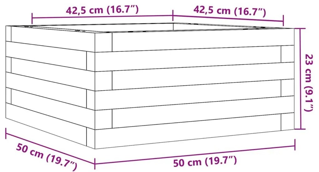 Ζαρντινιέρα Κήπου 50x50x23 εκ. από Μασίφ Ξύλο Ψευδοτσούγκας - Καφέ