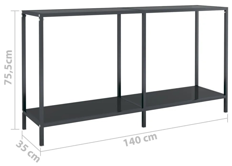 vidaXL Τραπέζι Κονσόλα Μαύρο 140 x 35 x 75,5 εκ. από Ψημένο Γυαλί