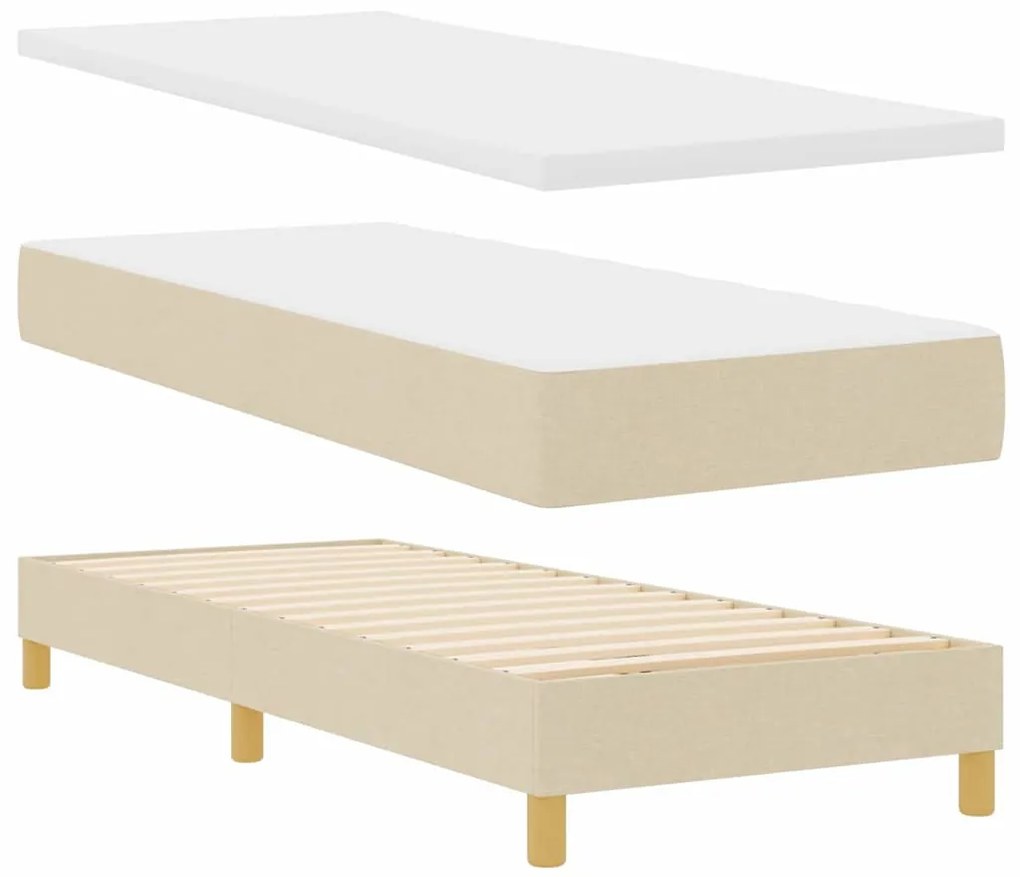 vidaXL Κρεβάτι box spring με στρώμα με στρώμα Κρεμ 80 x 200 cm ύφασμα