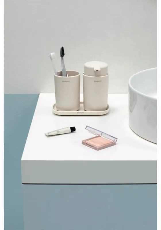 Σετ αξεσουάρ μπάνιου Brabantia ReNew 1006266, 3 τεμάχια, 250 ml, ανθεκτικό στη διάβρωση, μπεζ