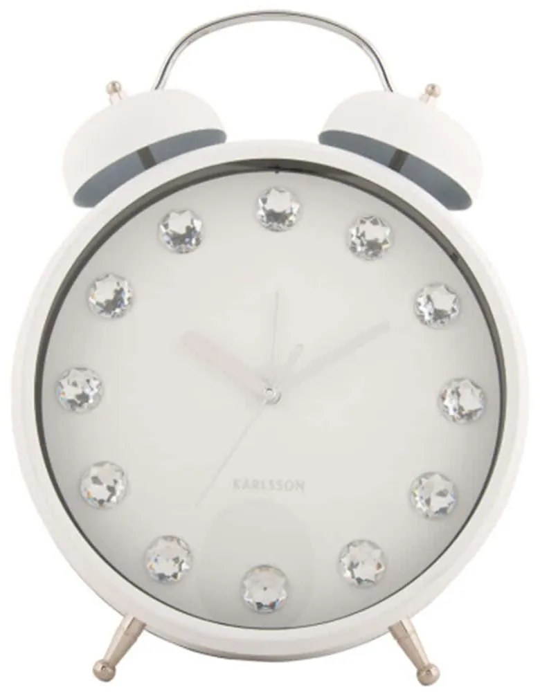 Ρολόι Επιτραπέζιο - Ξυπνητήρι Glam Diamonds XL KA6019WH 23,5x8,2x30,5cm White Karlsson Μέταλλο