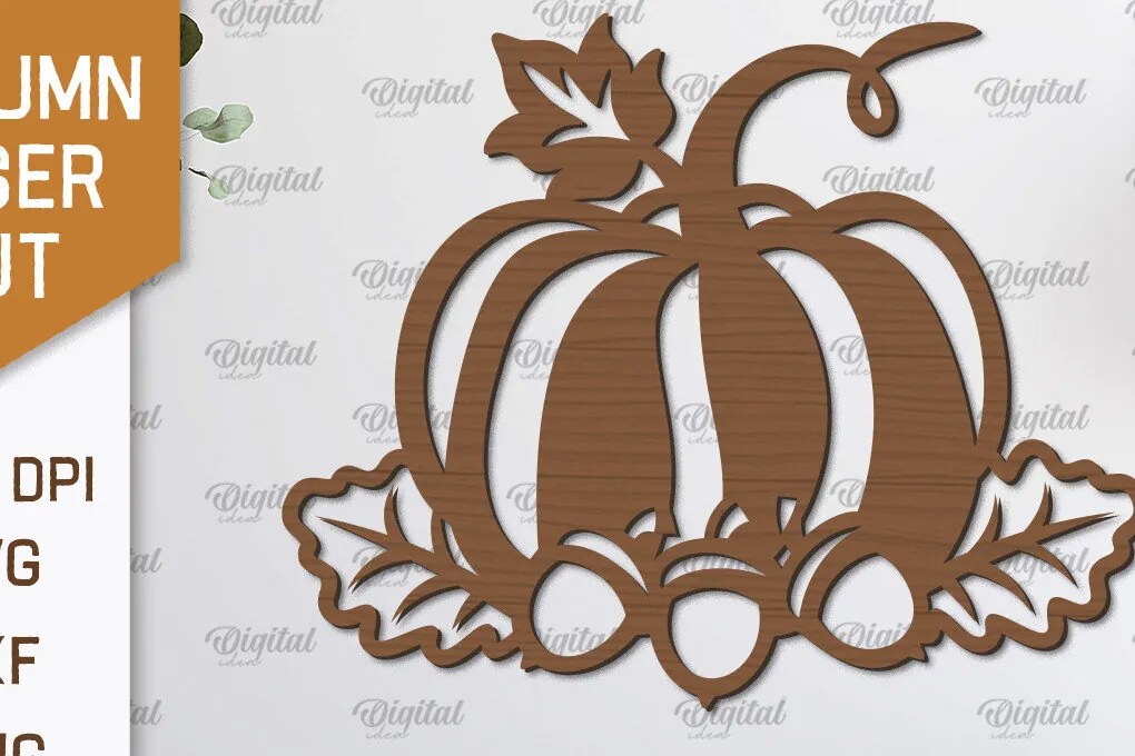 Σετ των 2 Intra απο ξύλο plywood 3mm-4mm πάχος Φθινοπωρινή διακόσμηση τοίχου με λέιζερ. Φθινοπωρινό Δίασταση 30x20 cm INTRAFABR-101607061