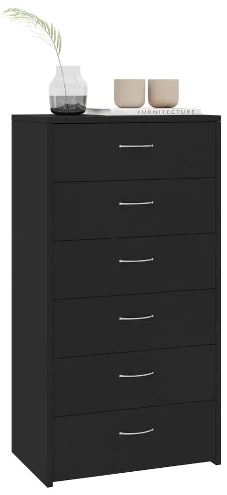 vidaXL Συρταριέρα με 6 Συρτάρια Μαύρη 50 x 34 x 96 εκ. από Μοριοσανίδα