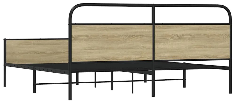 vidaXL Σκελετός Κρεβ. Χωρίς Στρώμα Sonoma Δρυς 183x213 εκ. Μεταλλικό