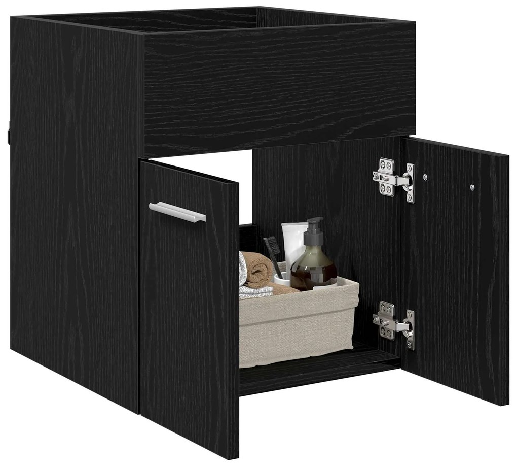 vidaXL Ντουλάπι νιπτήρα με αποθήκευση Μαύρη Οξυά 41 x 38,5 x 46 cm