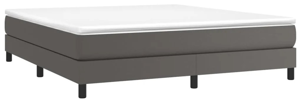 Κρεβάτι Boxspring με Στρώμα Γκρι 160x200εκ. από Συνθετικό Δέρμα - Γκρι