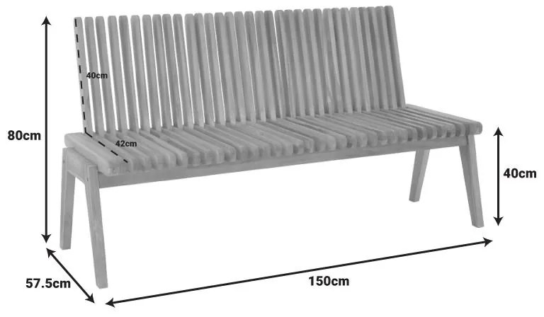 Παγκάκι Jey teak ξύλο σε φυσική απόχρωση 150x45x40εκ