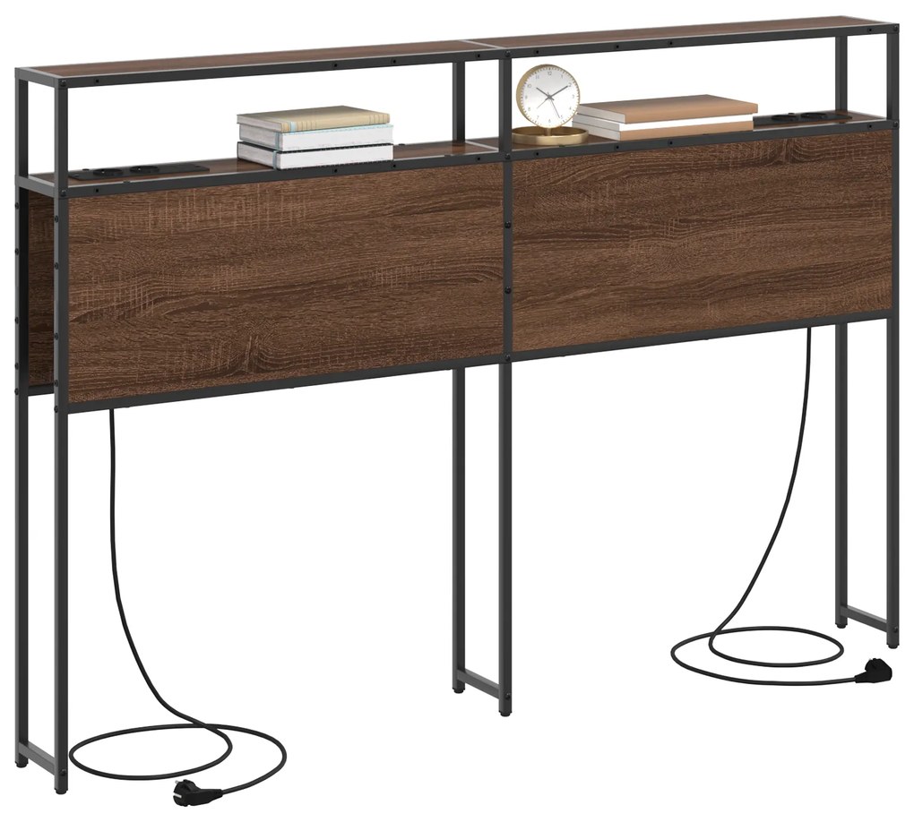 vidaXL Κεφαλάρι Αποθήκης Επιτοίχιο Καφέ δρυς 135 cm Επεξεργασμένο ξύλο