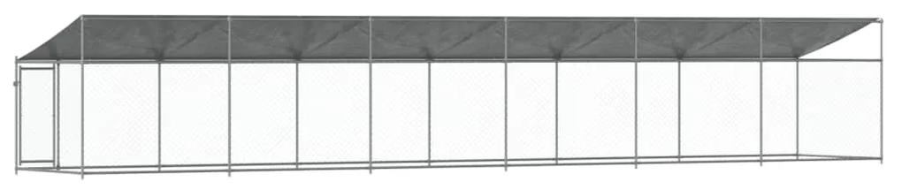 vidaXL Κλουβί Σκύλου με Οροφή και Πόρτες Γκρι 12x2x2 μ. Γαλβ. Χάλυβας