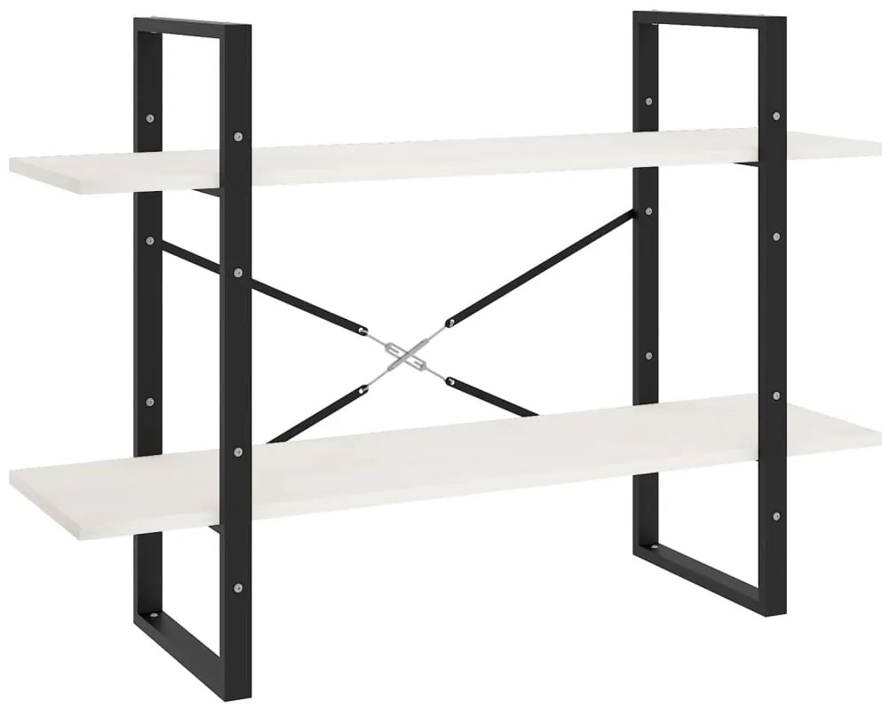 vidaXL Βιβλιοθήκη με 2 Ράφια Λευκή 100x30x70 εκ. από Μασίφ Ξύλο Πεύκου