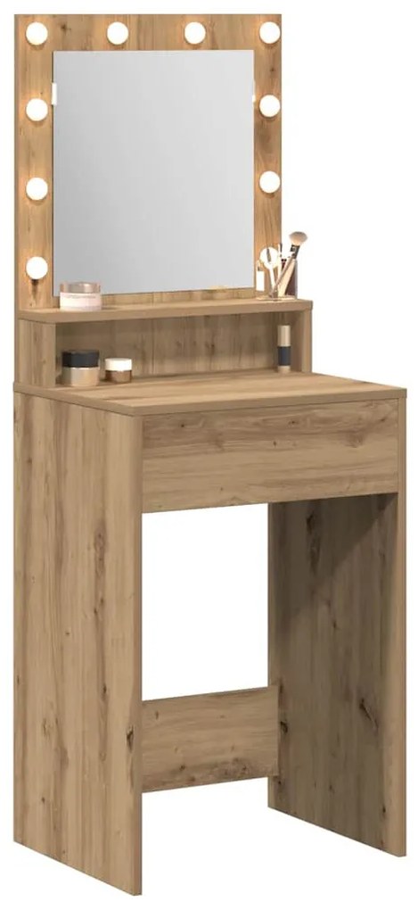 vidaXL Τραπέζι Μακιγιάζ με ράφι artisan δρυς 50 x 41 x 135 εκ