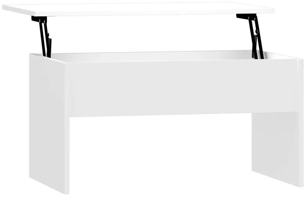 Τραπεζάκι Σαλονιού Γυαλ. Λευκό 80x50,5x41,5 εκ. Επεξεργ. Ξύλο - Λευκό