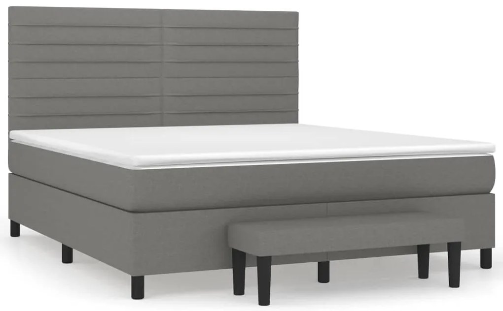 vidaXL Κρεβάτι Boxspring με Στρώμα Σκούρο Γκρι 180x200 εκ Υφασμάτιν