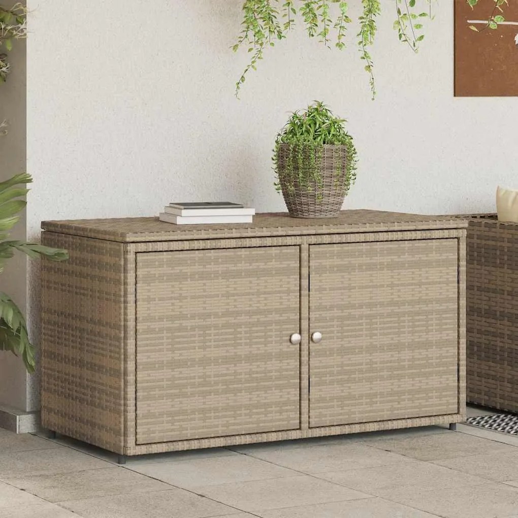 vidaXL Ντουλάπι Αποθήκευσης Κήπου Beige 110x55x60,5εκ. Συνθετικό Ρατάν