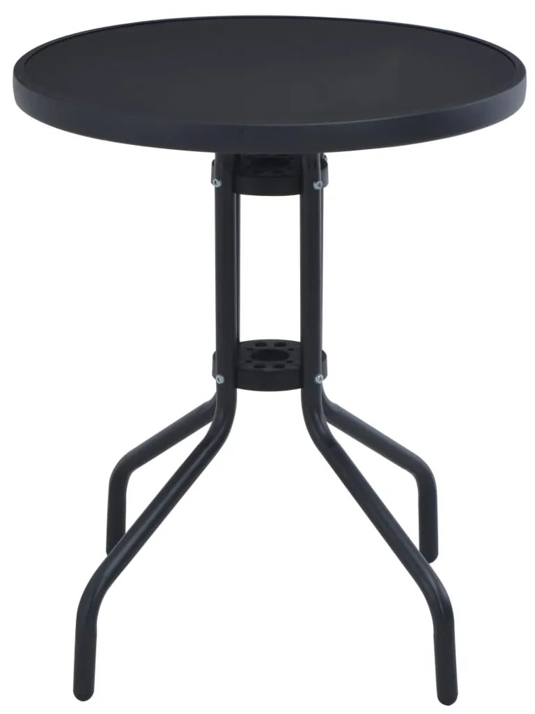 vidaXL Τραπέζι Κήπου Μαύρο 60 εκ. από Ατσάλι / Γυαλί