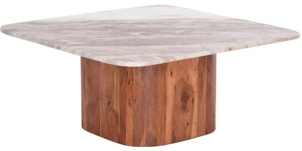 Τραπέζι Σαλονιού Volti HM18001 80,5x80,5x37cm Marble Effect Grey-Natural