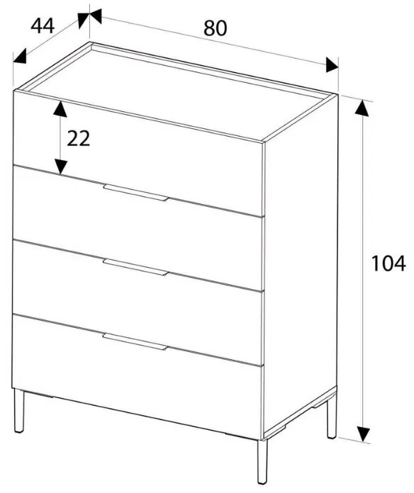 Συρταριέρα Oryana Megapap χρώμα καρυδί 80x44x104εκ.