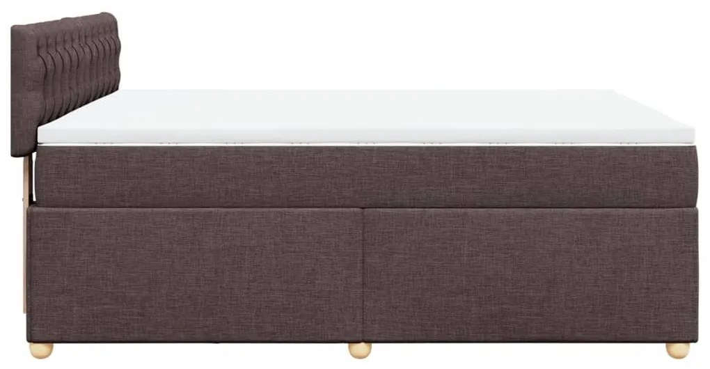 Κρεβάτι Boxspring με Στρώμα Σκούρο Καφέ 140x200 εκ Υφασμάτινο - Καφέ