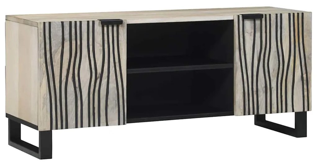 vidaXL Ντουλάπι TV Λευκό 105 x 33 x 46 εκ. Μασίφ ξύλο μάνγκο