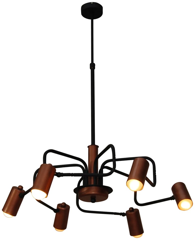 Φωτιστικό Οροφής HL-3522-6 HANNAH OLD COPPER &amp; BLACK PENDANT - 77-3779 - 51W - 100W - 77-3779