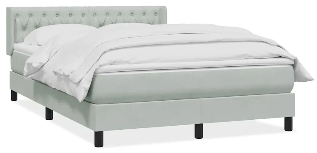 vidaXL Κρεβάτι Boxspring με Στρώμα Ανοιχτό Γκρι 160x220 εκ. Βελούδινο