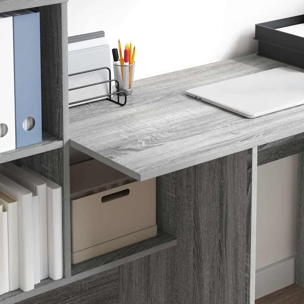 vidaXL Γραφείο Γκρι sonoma 131.5 x 50 x 106.5 εκ. Επεξεργασμένο ξύλο