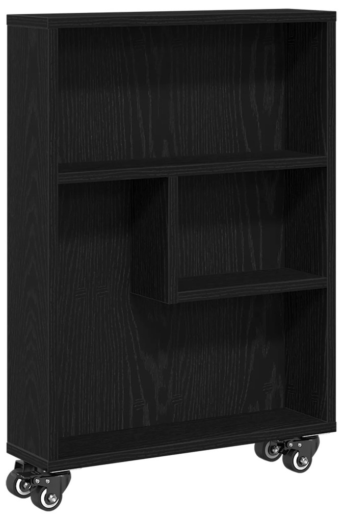 vidaXL Στενός Τροχός Αποθήκευσης Μαύρη Δρυς 48x13x68 εκ Επεξεργασμένου Ξύλου