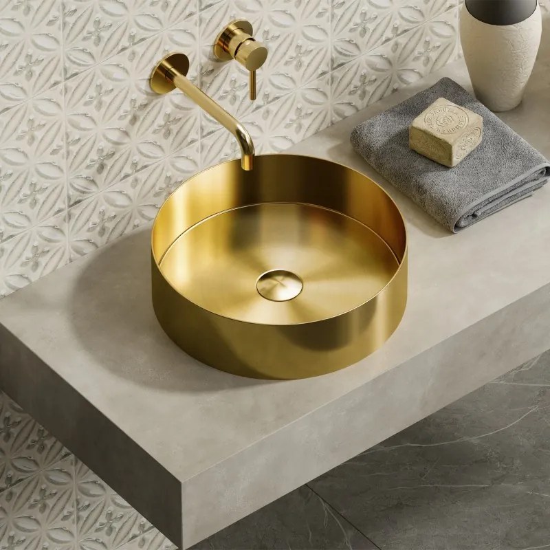 Karag Venus Νιπτήρας επικαθήμενος ανοξείδωτος Oro Ø38x11cm