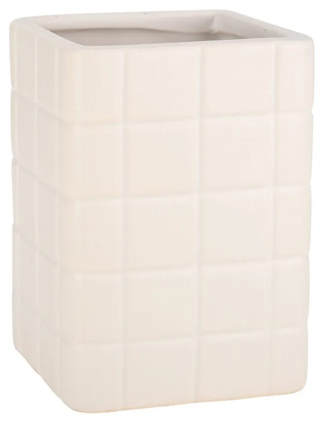 Ποτηράκι Μπάνιου Tiles Λευκό Κεραμικό 7.5x7.5x11cm Estia 02-27735