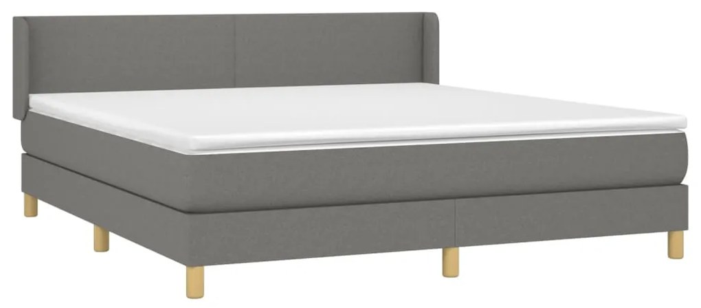 vidaXL Κρεβάτι Boxspring με Στρώμα Σκούρο Γκρι 180x200 εκ Υφασμάτιν