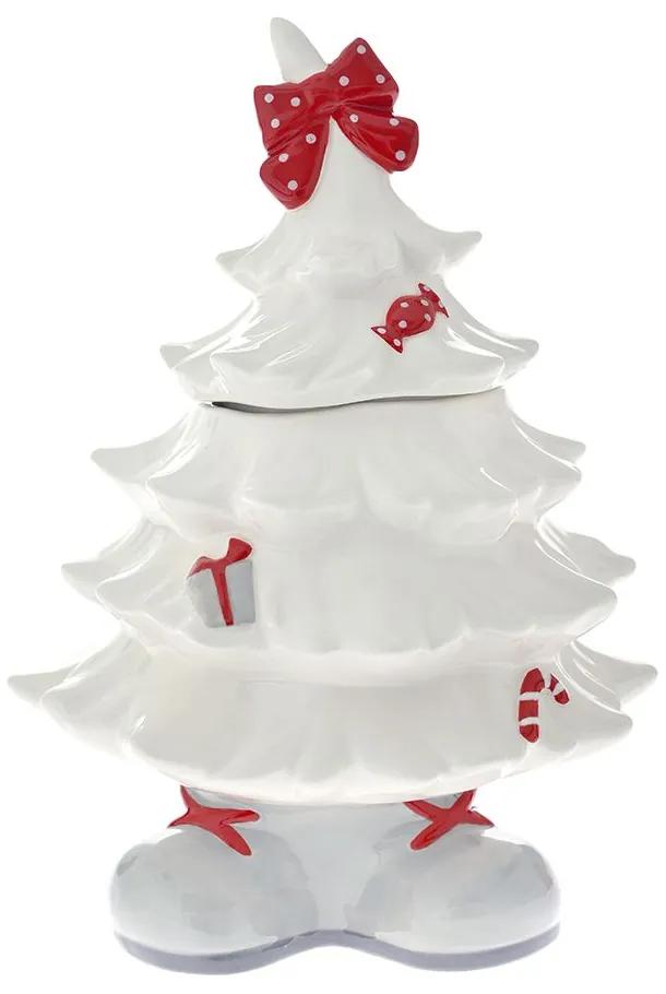 Χριστουγεννιάτικο Κουτί Δέντρο Κεραμικό Λευκό-Κόκκινο 18x16x24εκ. iliadis 81420