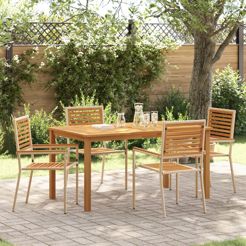 vidaXL Σετ Τραπεζαρίας Κήπου 5 pcs Μπεζ 150 x 90 x 74 cm