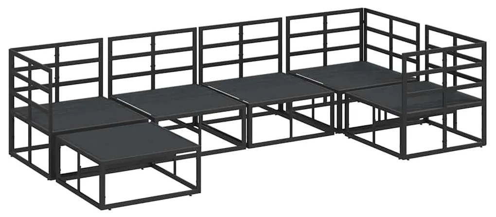 vidaXL Σετ Καναπέ Κήπου με μαξιλάρι 6 pcs Μαύρο Αλουμίνιο