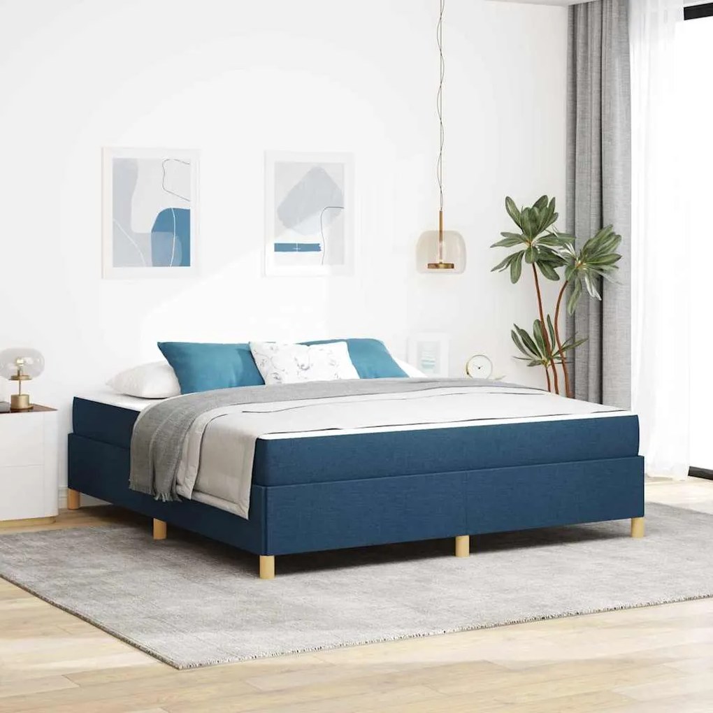 vidaXL Κρεβάτι με ελατήρια Μπλε και άσπρο 180 x 200 cm ύφασμα