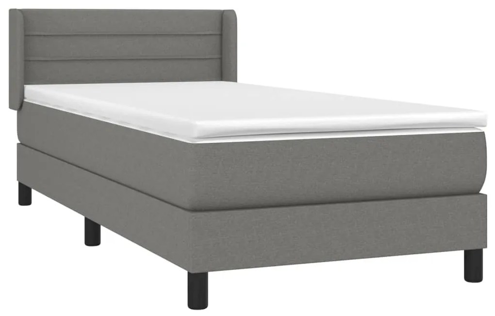 Κρεβάτι Boxspring με Στρώμα Σκούρο Γκρι 80x200 εκ. Υφασμάτινο - Γκρι