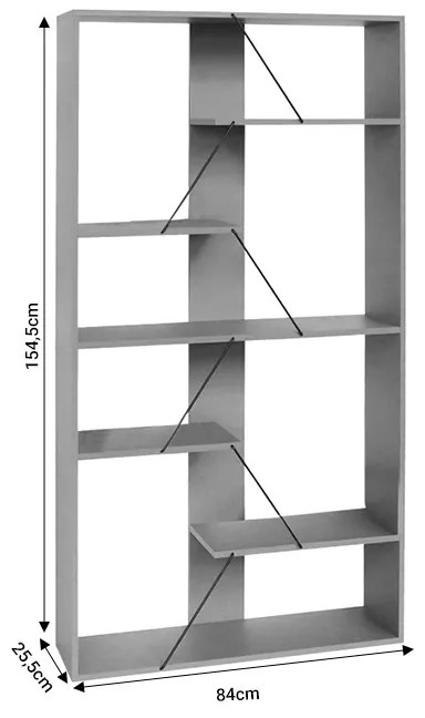 Βιβλιοθήκη Tars pakoworld οακ-μαύρο 84x25.5x154.5εκ - 304-000009