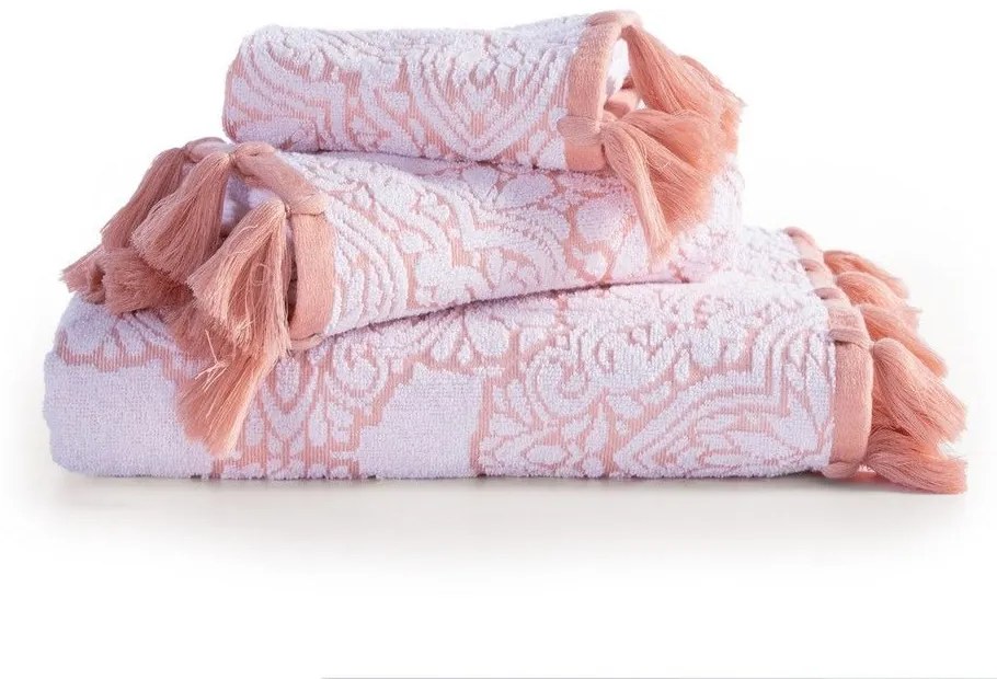 Πετσέτα Lorelay White-Pink Nef-Nef Προσώπου 50x90cm 100% Cotton