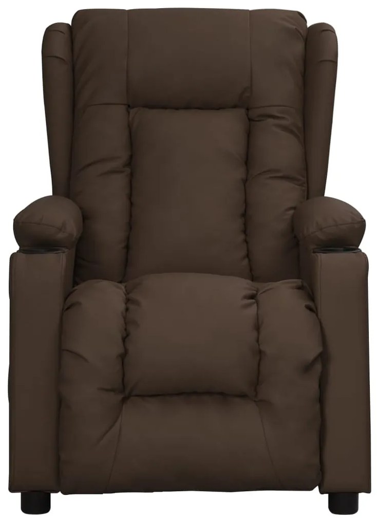 vidaXL Πολυθρόνα Μασάζ με Ανύψωση Γυαλ. Καφέ Συνθ. Δέρμα