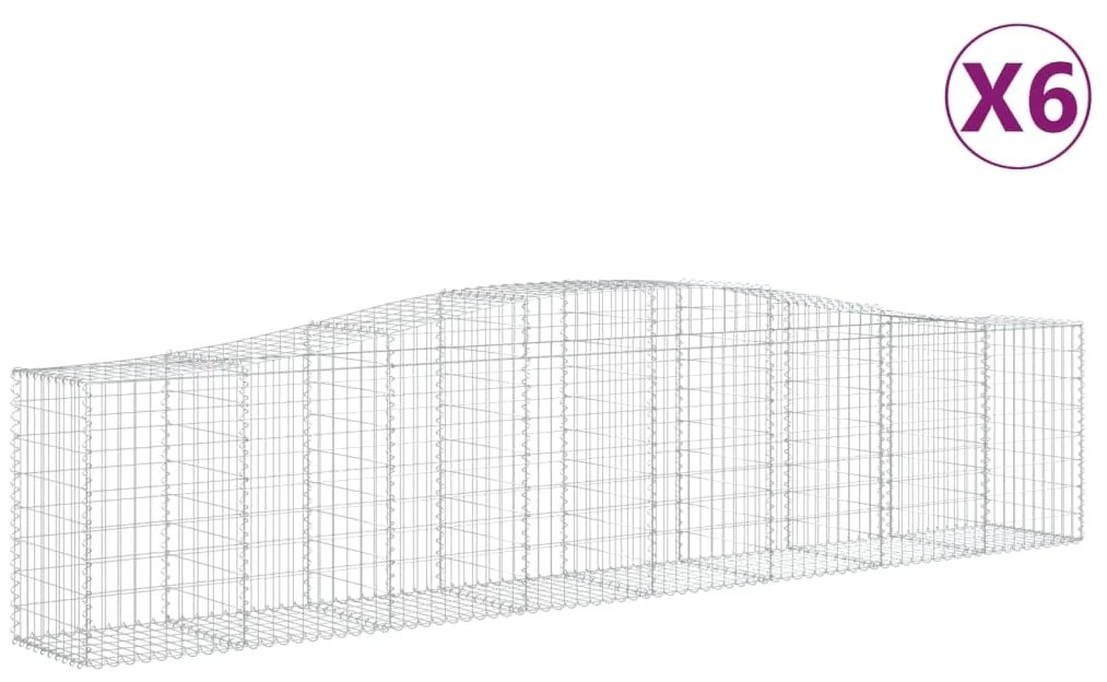 vidaXL Συρματοκιβώτια Τοξωτά 6 τεμ. 400x50x80/100 εκ. Γαλβαν. Ατσάλι