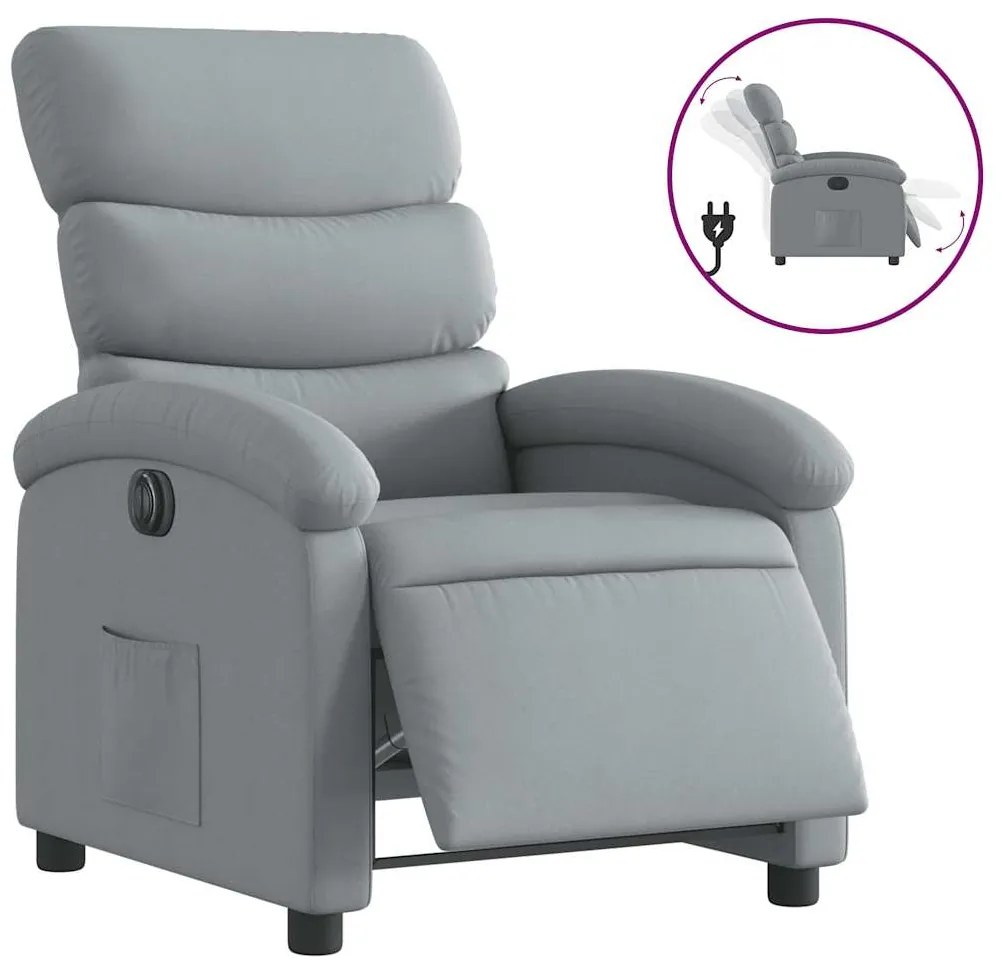 vidaXL Πολυθρόνα Ανακλινόμενη Ηλεκτρική Ανοιχτό Γκρι Υφασμάτινη