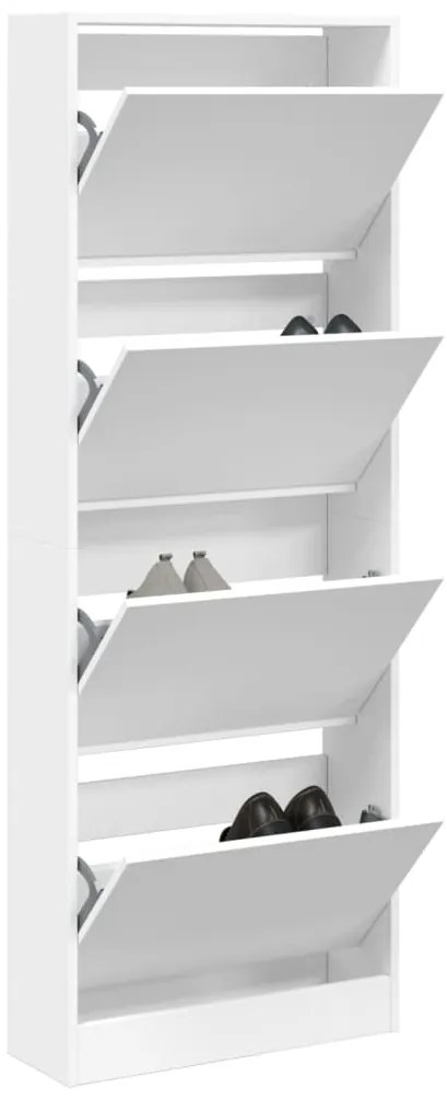 vidaXL Παπουτσοθήκη Λευκή 60x21x163,5 εκ. από Επεξεργασμένο Ξύλο