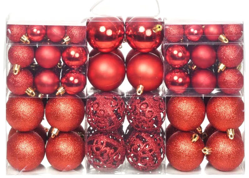 vidaXL Σετ Μπάλες Χριστουγεννιάτικες 100 τεμ. Κόκκινες 3/4/6 εκ.