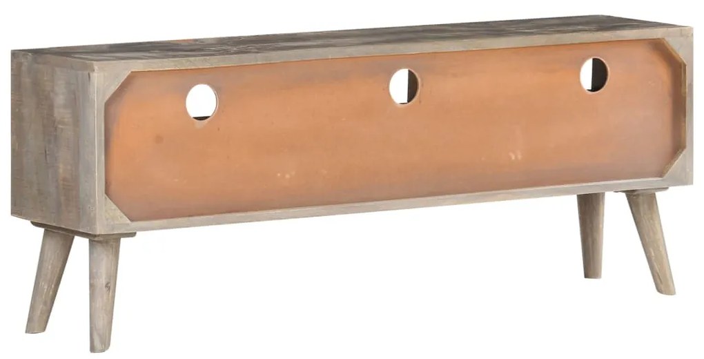 vidaXL Έπιπλο Τηλεόρασης Γκρι 130x35x51 εκ. Μασίφ Ακατέργαστο Μάνγκο