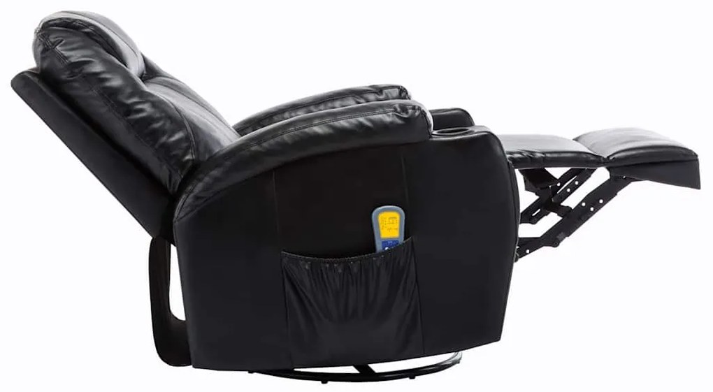 vidaXL Πολυθρόνα Μασάζ Ανακλινόμενη Μαύρη από Συνθετικό Δέρμα