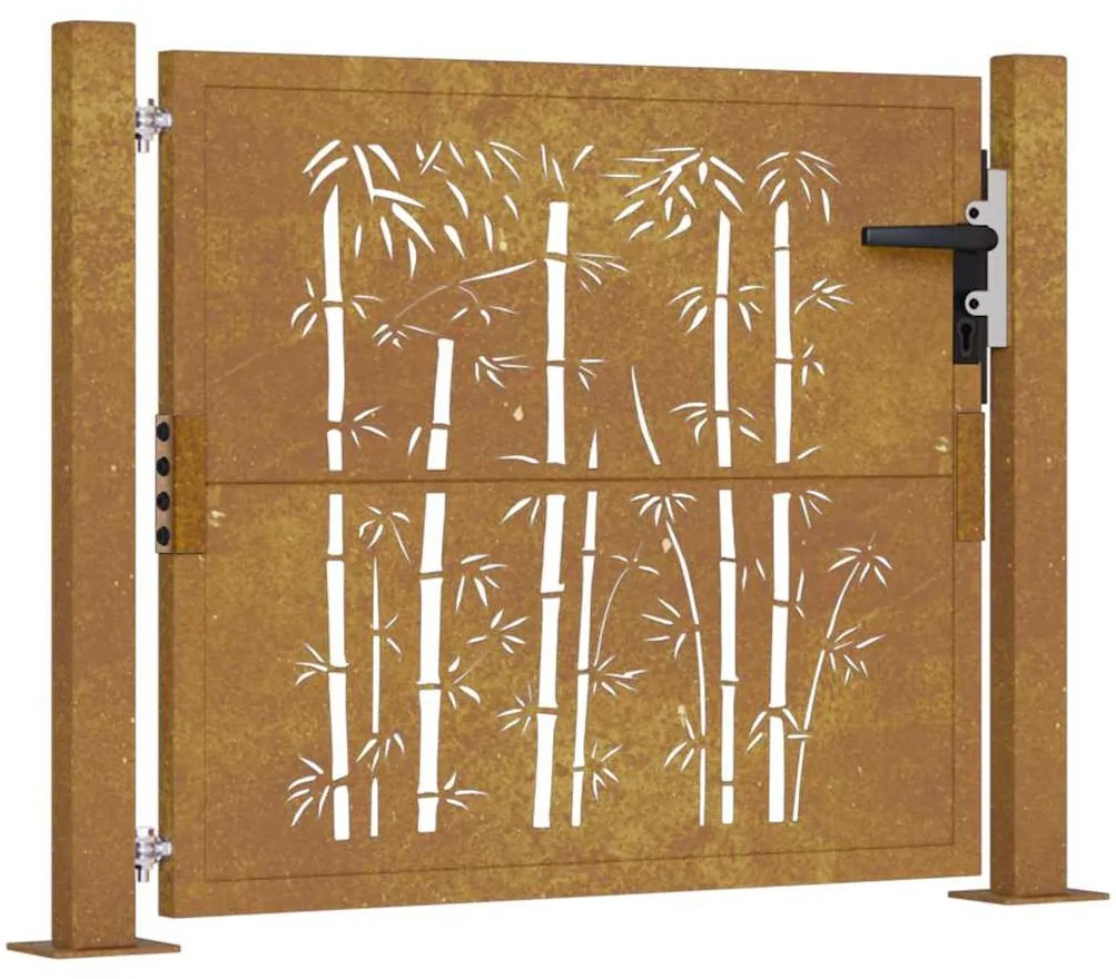 vidaXL Πόρτα Κήπου από Μπαμπού με Σχέδιο Ατσάλι Corten 100x75 εκ.