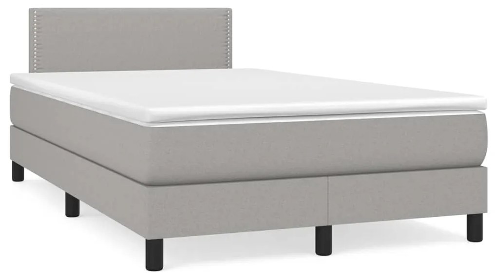 vidaXL Κρεβάτι Boxspring με Στρώμα Ανοιχτό Γκρι 120x200 εκ. Υφασμάτινο