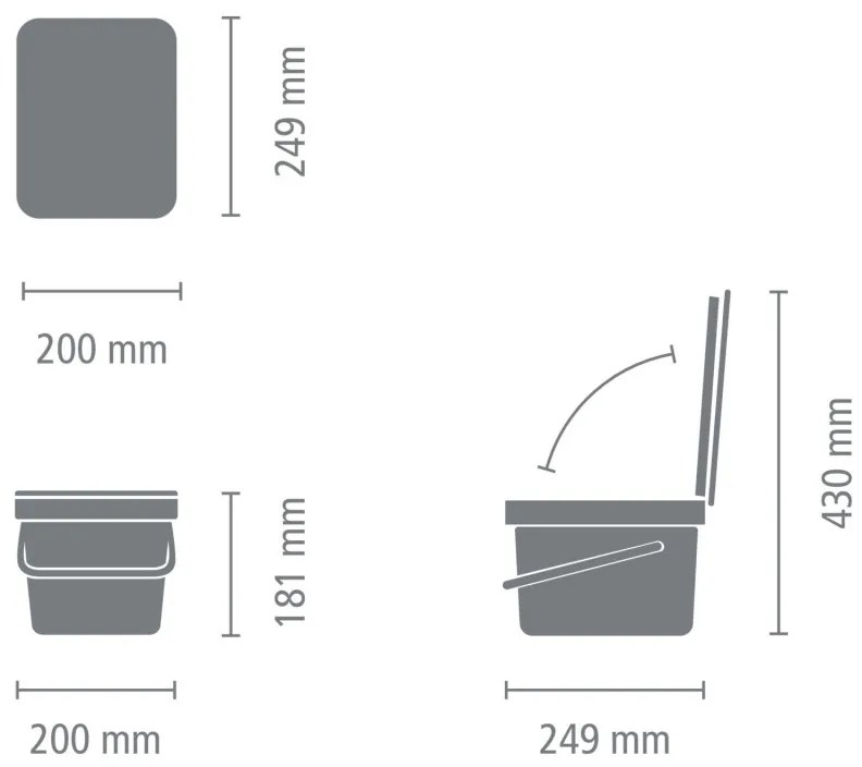 Κάδος χωριστής συλλογής απορριμμάτων Brabantia Sort&Go 1005515, 6 l, Χειρολαβή, Επιτοίχιος, Ανοιχτό πράσινο