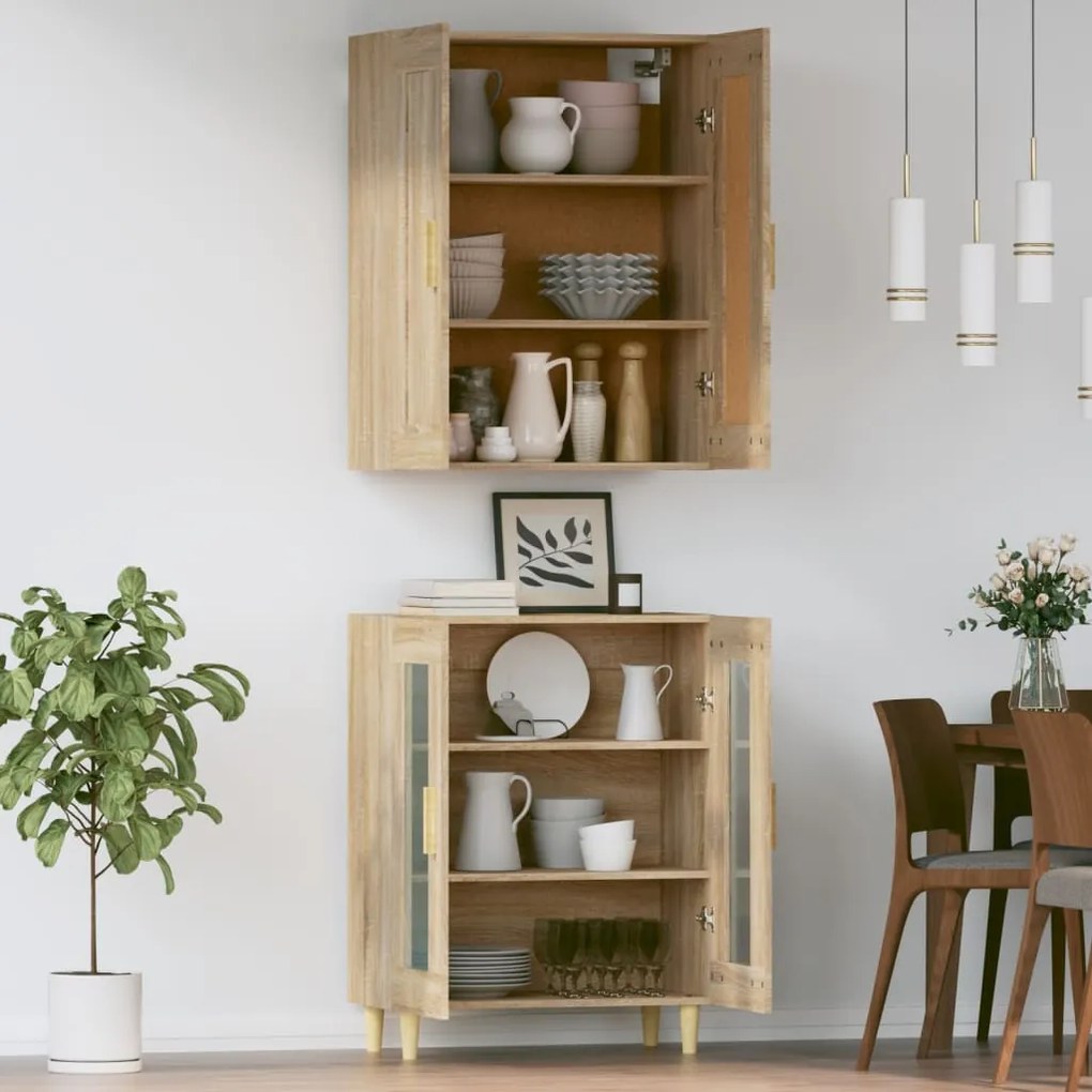 vidaXL Ντουλάπι Sonoma δρυς 69,5 x 34 x 180 εκ. από Επεξεργασμένο Ξύλο