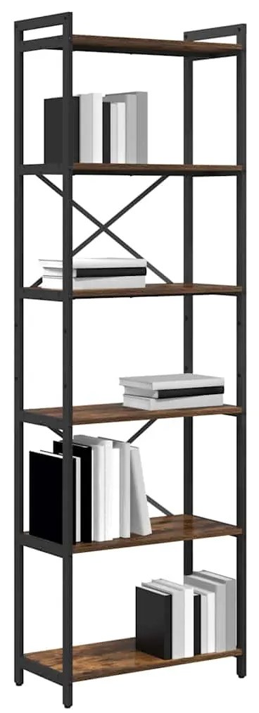 vidaXL Βιβλιοθήκη Καπνιστή δρυς 60 x 30 x 188 εκ Επεξεργασμένο ξύλο